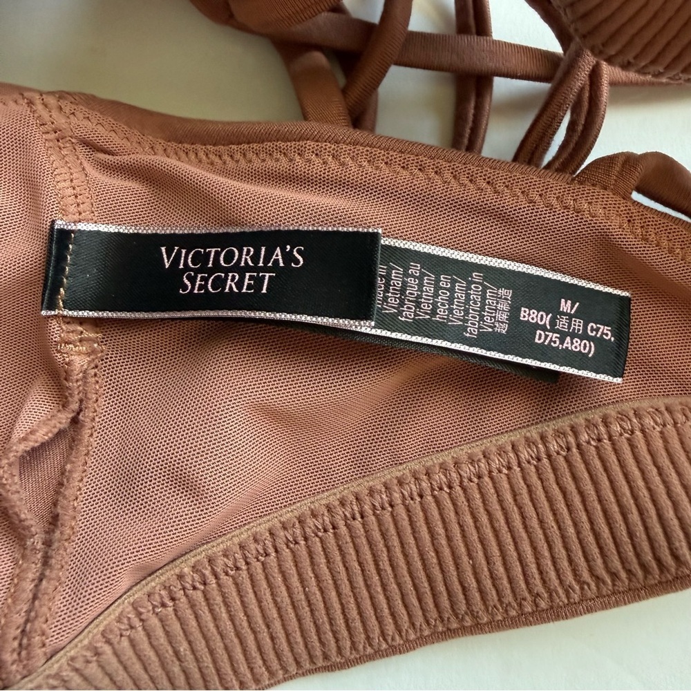 Victoria's Secret Scoop Neck Bralette in Dusty Rose Mauve Brown Sz M Lounge Gym - Picture 5 of 7